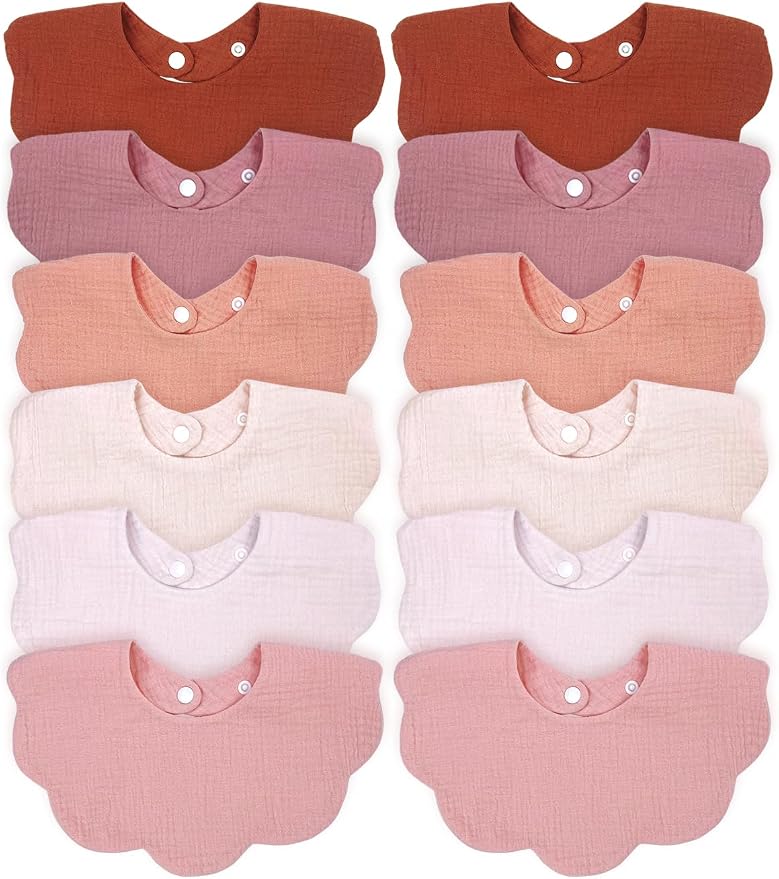 Baby Drool Bibs for Unisex Girls Boys 12 Pack Baby Muslin Bibs for Drooling and by DOSMINE