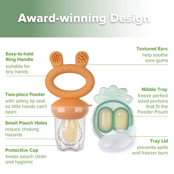 Haakaa Baby Fruit Food Feeder & Mini Freezer Nibble Tray Combo, Breastmilk - Image 4