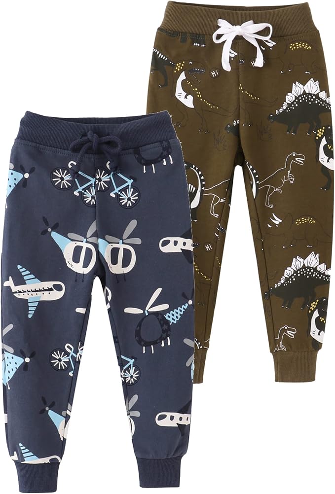 HUAER& Baby Boy's Jogger Pants Dinosaur Car Animal Print Drawstring Elastic by HUAER