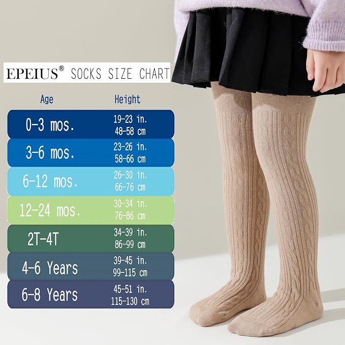 EPEIUS Baby Girl Tights Thick Cable Knit Leggings Stockings Cotton Pantyhose - Image 5
