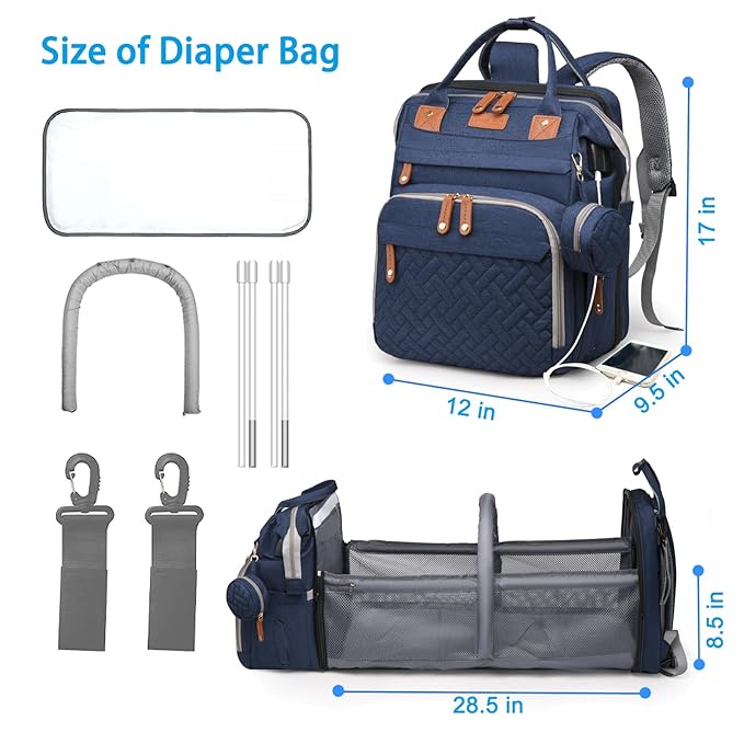 Jeryswet Baby Diaper Bags with Changing Station, Waterproof Large Capacity - Image 6