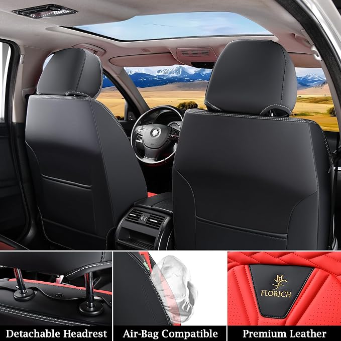FLORICH Leather Seat Covers, Seat Covers Full Set, Car Seat Protectors 5 Seats - Image 5