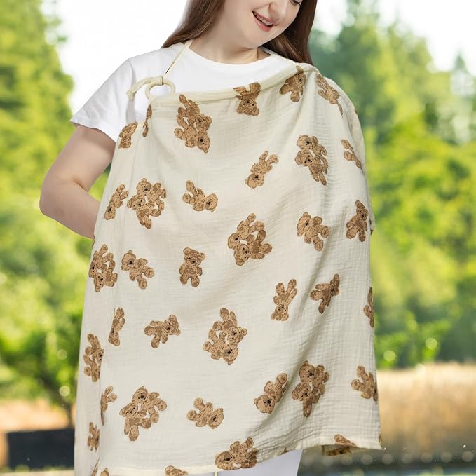 Muslin Nursing Cover for Baby Breastfeeding, Breathable 100% Cotton Privacy - Image 6