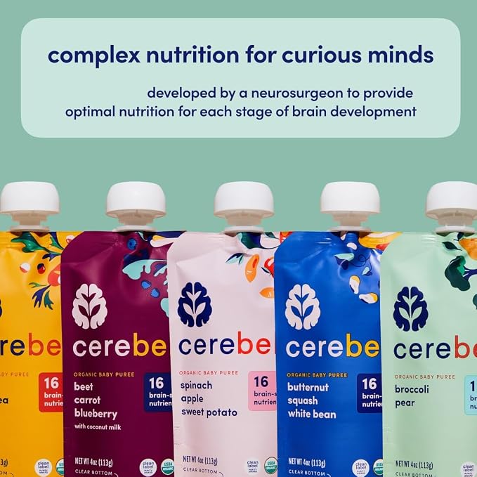 Cerebelly Organic Baby Food Pouches, Broccoli Pear Purees, 16 Nutrients - Image 7