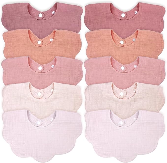 EllieHouse Baby Bibs for Girls Boys 10Pack Muslin Drool Teeth Drooling Teething by EllieHouseVIPBrandExclusive