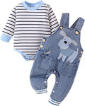 Baby Boy Clothes Fall Winter Outfits Long Sleeve Striped Romper Cute Cartoon by CETEPY