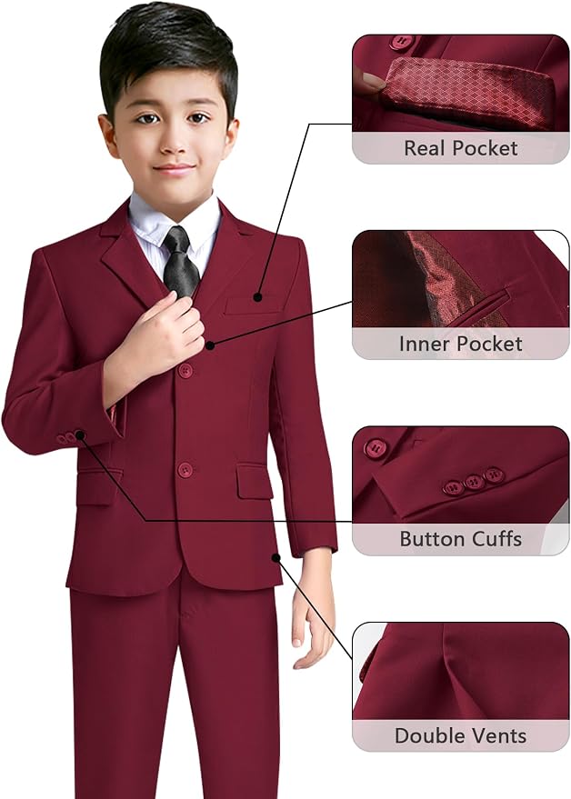 YuanLu Boys Suit for Kids Tuxedo Wedding Ring Bearer Outfit, 5 Piece Boy Slim - Image 3