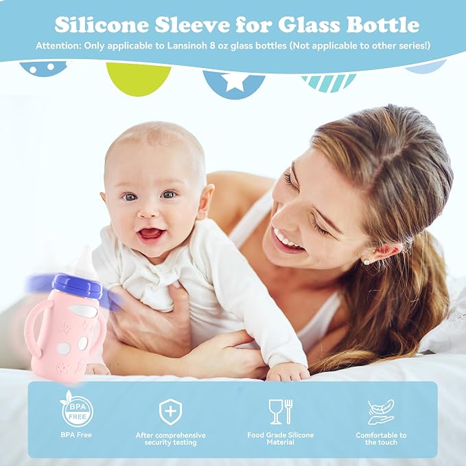 4-Pack Silicone Sleeves for Lansinoh Glass Bottles 5 oz- Starry Sky Design Baby - Image 5