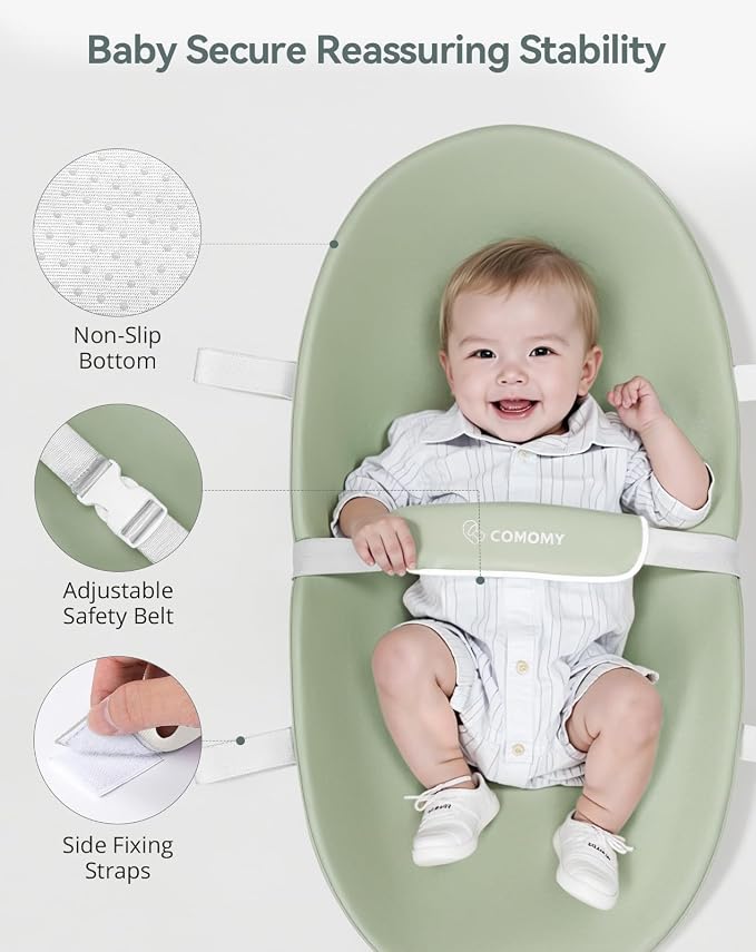 COMOMY Baby Changing Pad with Wipeable & Waterproof PU Cover, Contoured Diaper - Image 4