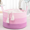 67L Rainbow Storage Basket for Organizing, Cotton Rope Woven Blanket Basket by Degeyoyo