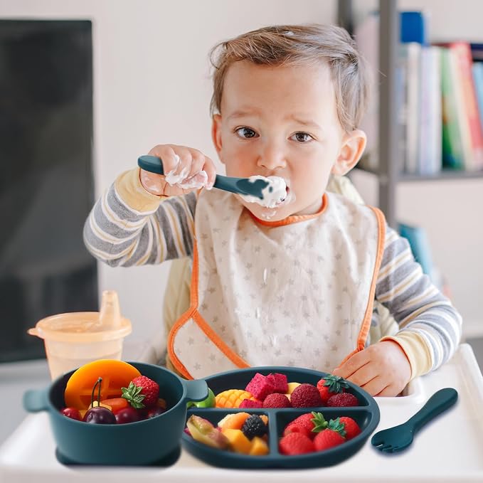 Dandat 24 Pcs Silicone Baby Feeding Set, 6 Baby Toddler Suction Bowls 6 Divided - Image 7