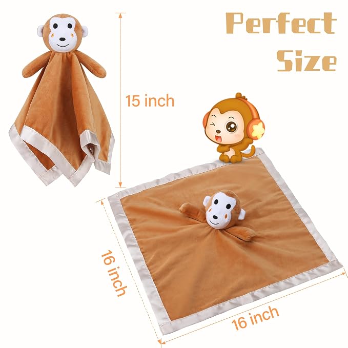 Pro Goleem Monkey Loveys for Babies, Soft Security Blanket Baby Snuggle Toy - Image 5
