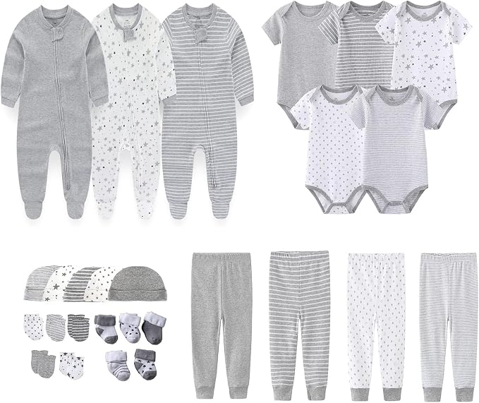 Newborn Layette Gift Set 27-Piece Baby Girl Clothes Bodysuits, Pants Essentials by MAMIMAKA