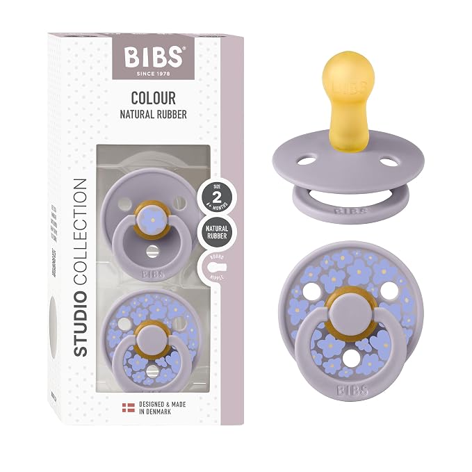 BIBS Pacifiers - Studio 2 Pack | Round Nipple Baby Pacifier | BPA Free Natural by BIBS