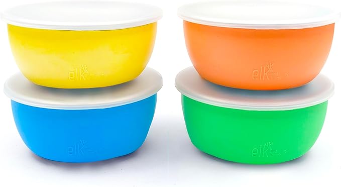 Elk and Friends Stainless Steel Bowls + Silicone Sleeve and Storage Lid | Baby by ElkandFriends