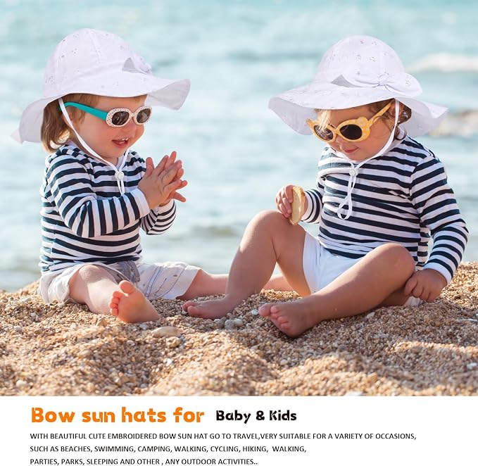 Baby Girl Sun Hat with UPF 50+ Outdoor Adjustable Beach Hat with Wide Brim - Image 6