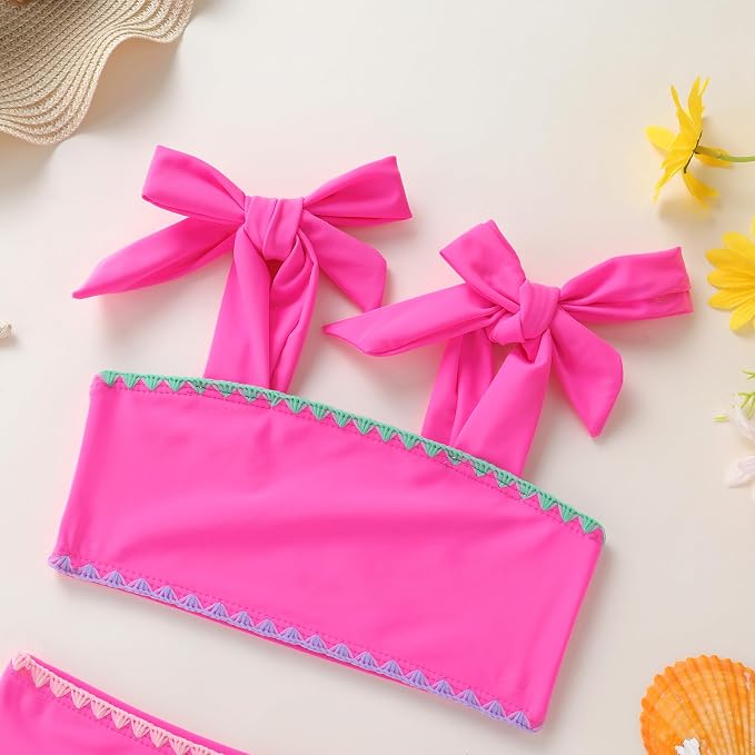 YOUNGER TREE Toddler Girls Two Pieces Swimsuit Color Block Stripe Swimwear - Image 4