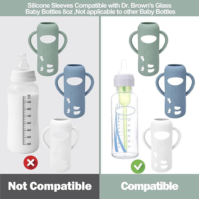 3 Pack Silicone Sleeves for Dr. Brown's Glass Baby Bottles - Image 2