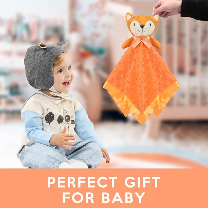 Pro Goleem Fox Security Blanket Orange Soft Baby Lovey Unisex Lovie Baby Gifts - Image 3