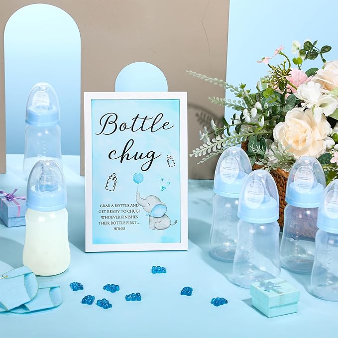 Roowest Bottle Chug Baby Shower Game Favors Including Blue Elephant Theme - Image 5