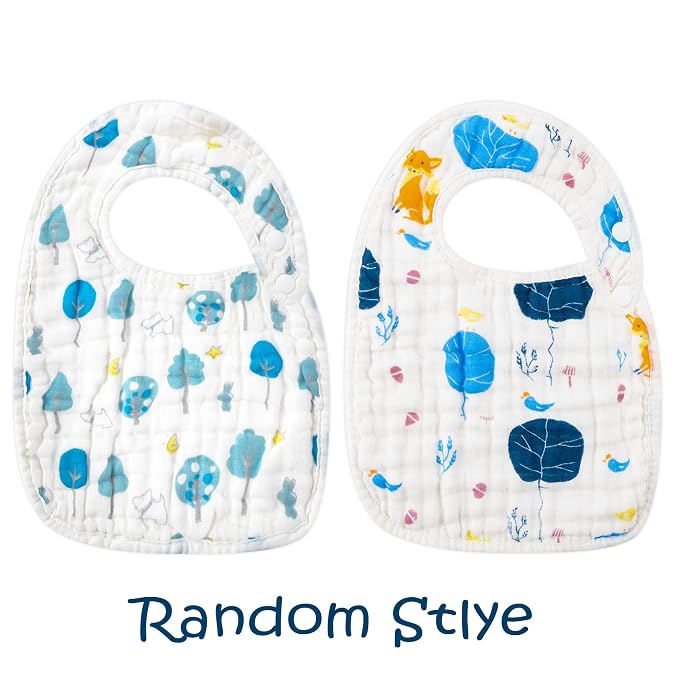 Zainpe 6Pcs Snap Muslin Cotton Baby Bibs Dinosaur Star Bear Pattern Bib - Image 7