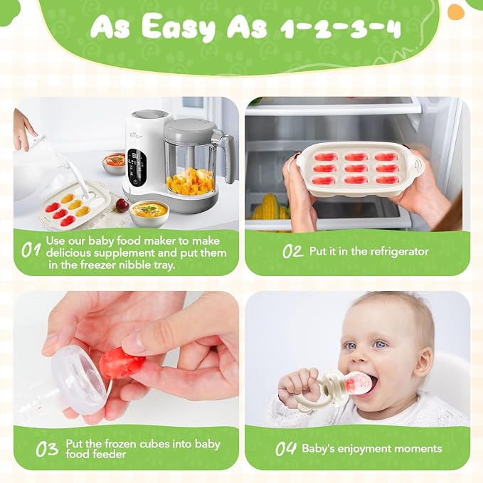 Bear Baby Fruit Food Feeder & Mini Freezer Nibble Tray Combo, 2 Pack Breastmilk - Image 3
