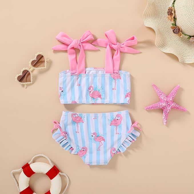 Toddler Swimsuit Girl Color Block Stripe Swimwear Baby Girl Summer Beach - Image 3