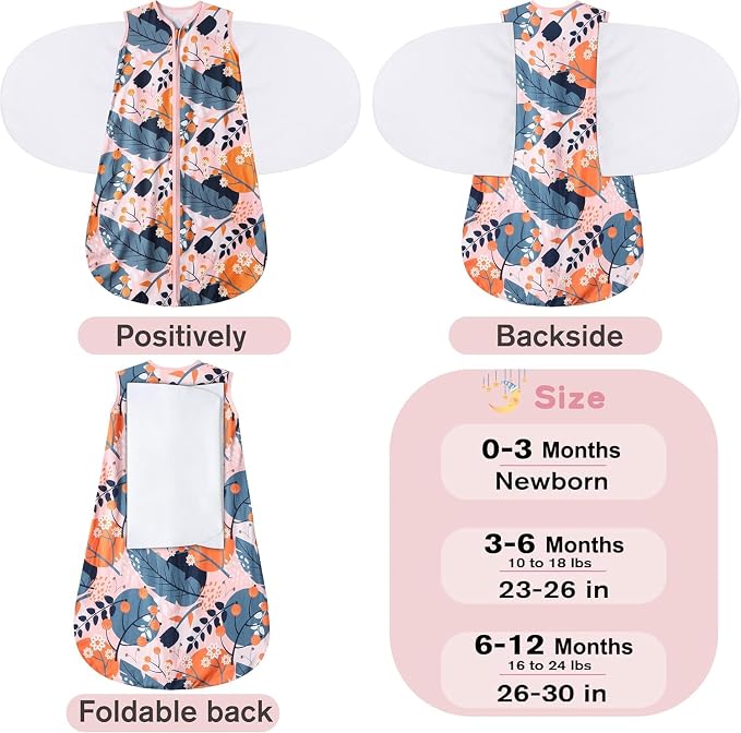 Newborn Sleep Sack Baby Swaddle, 3-Way Adjustable Wearable Blanket, 100% Rayon - Image 4