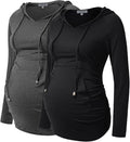 GINKANA Maternity Hoodie Long Sleeves Shirts Casual Maternity Top Pregnancy by GINKANA
