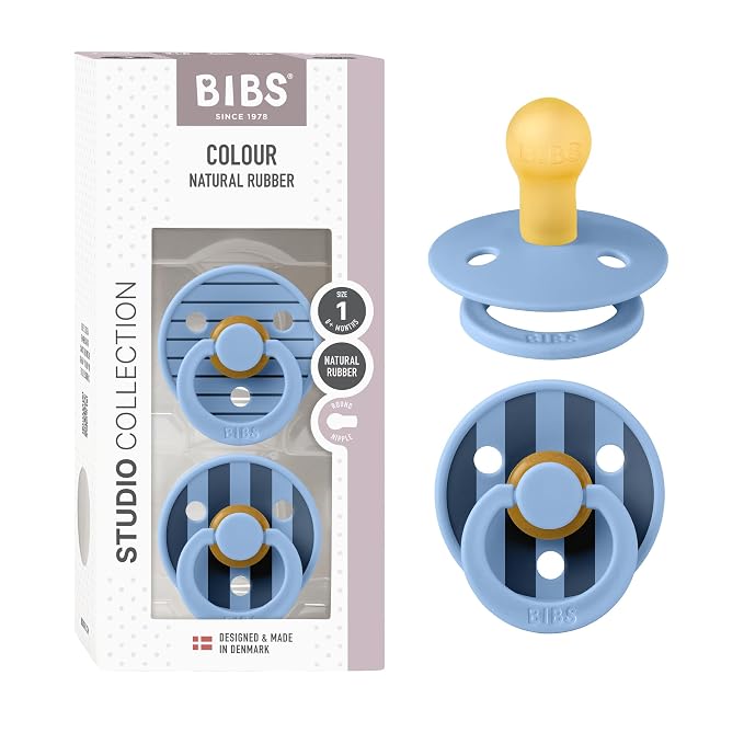 BIBS Pacifiers - Studio 2 Pack | Round Nipple Baby Pacifier | BPA Free Natural by BIBS