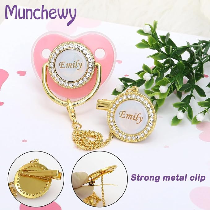 Custom Pacifier with Name, Personalized Pacifier Set with Gift Box, Glitter - Image 6