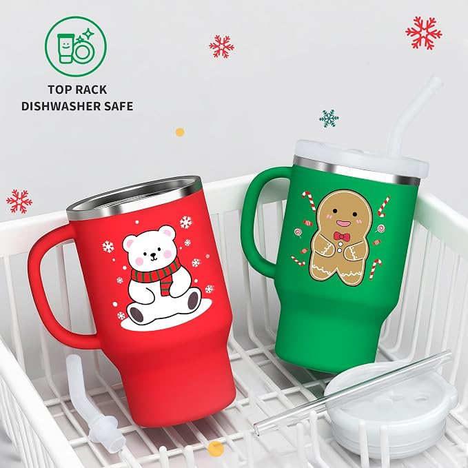 Bella's Friends Christmas Mini Tumbler- 9 0z Toddler Sippy Cup, Flexible Straw - Image 7