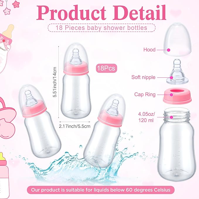 Roowest Bottle Chug Baby Shower Game Favors Including Pink Butterfly Theme - Image 3