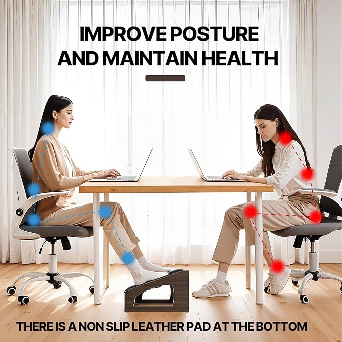 Ergonomic Foot Rest, 4 Adjustable Height Foot Stool, Footrest Under Desk， Flip - Image 6