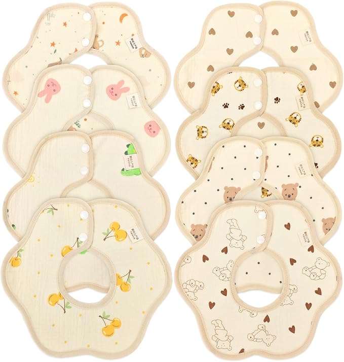 Baby Bibs Muslin Bibs 8 Pack for Drooling and Teething for Unisex Girls Boys by DOSMINE