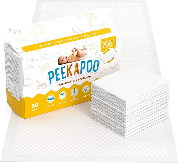 Peekapoo - The Original Disposable Baby Changing Pad Liners – 50 Pack | Super by PEEKAPOO
