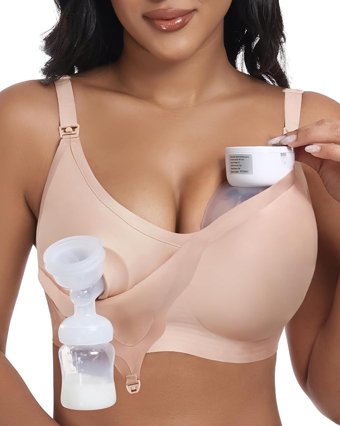 As Fairy Wireless Seamless Pumping Bra Hands Free Nursing Bra Wirefree Comfort by AsFairy