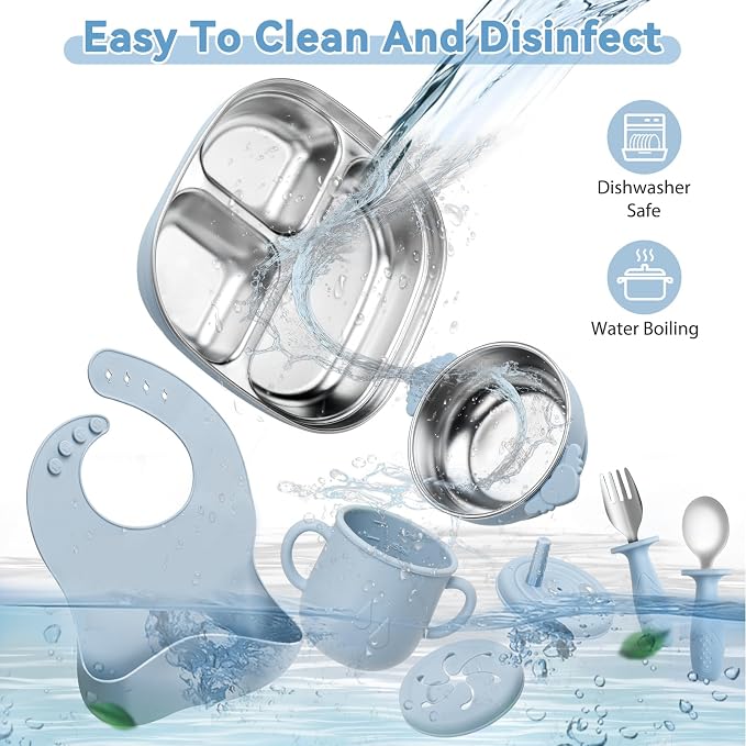 Stainless Steel Kids Plates and Bowls Set - Image 6