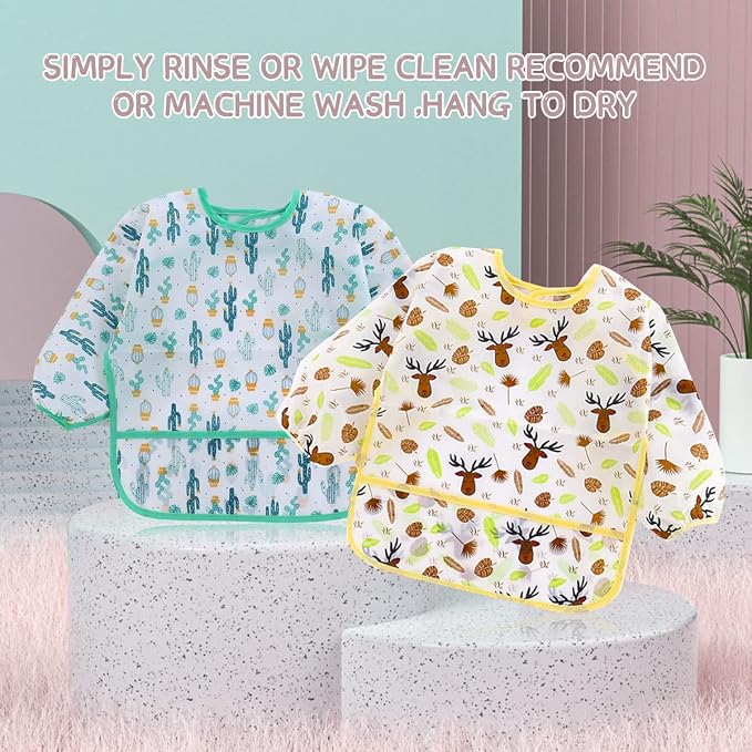 5 Pcs Long Sleeved Baby Toddler Bibs Waterproof Sleeved Bib 3-24 Months - Image 5