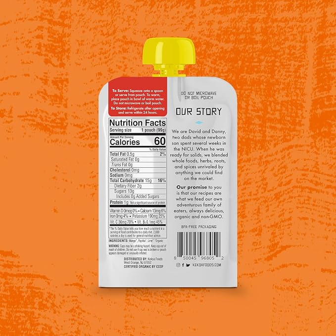 Kekoa Foods 100% USDA Certified-Organic Vegetarian Baby Food Puree Variety - Image 2