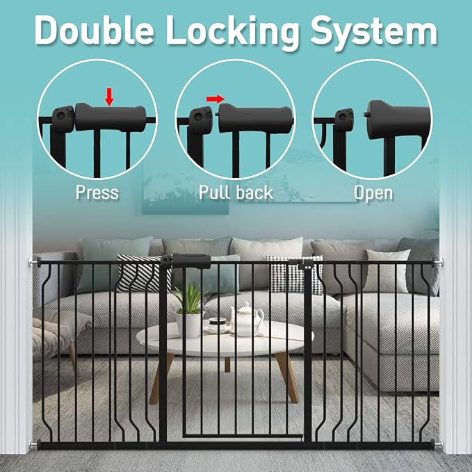 WAOWAO Baby Gate 62.19-66.92" Extra Wide Pressure Mounted Walk Through Swing - Image 4