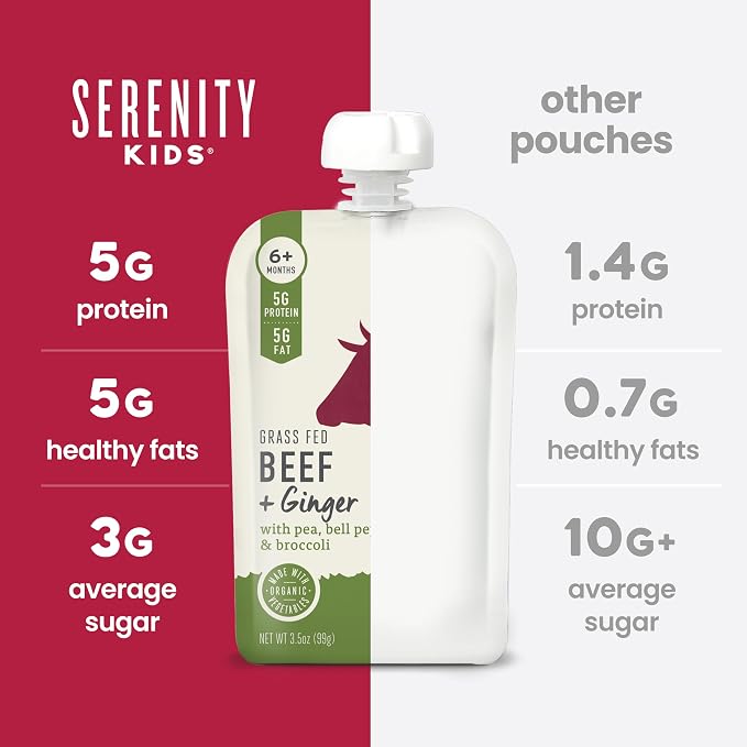 Serenity Kids 6+ Months Beef & Ginger Baby Food Puree Pouches - Image 7