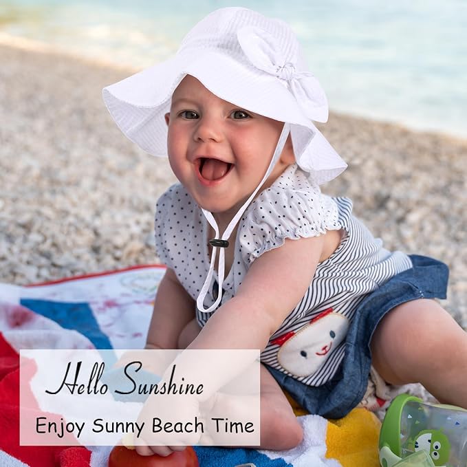 Baby Girl Sun Hat with UPF 50+ Outdoor Adjustable Beach Hat with Wide Brim - Image 5