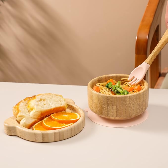 Baby Bowls with Lid, HBM Bamboo Suction Bowls - Image 2