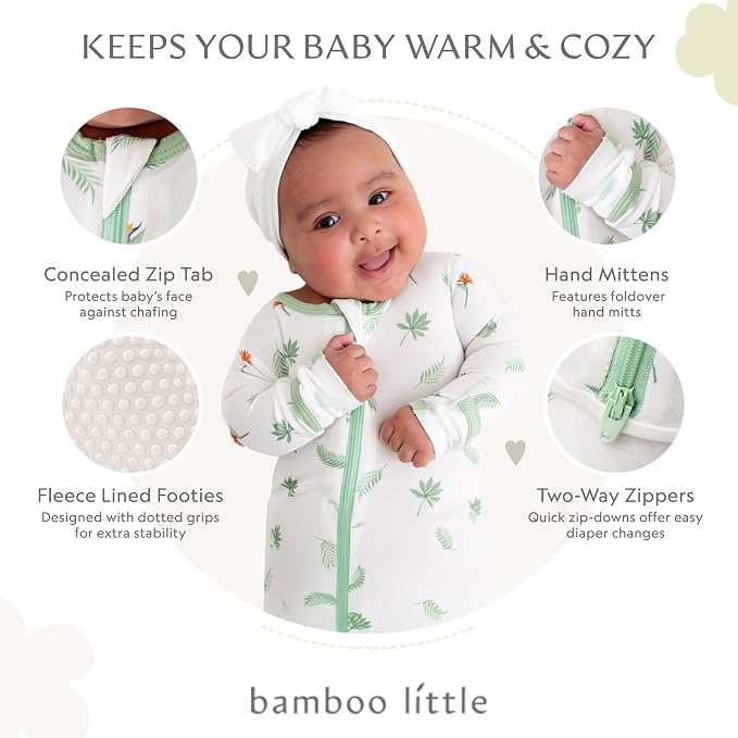 Bamboo Little Soft Baby Footie Pajamas, Baby Clothes, Newborn Sleepers - Image 2