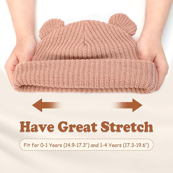 Toddler Boy Winter Hat Baby Knit Beanie Girl Warm Hats Kid Bear Ear Beanies - Image 3