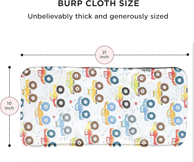 5-Pack Organic Cotton Burp Cloths – Large, Ultra-Soft 3-Layer Towels - Image 3