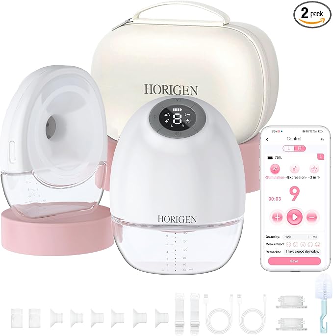 Wearable Breast Pump with APP Control, 3 Modes and 9 Levels Wireless by HORIGEN