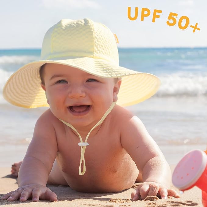 HONGTEYA Baby Sun Hat Toddler Girl Beach Hat Adjustable Outdoor Summer Hat UPF - Image 2