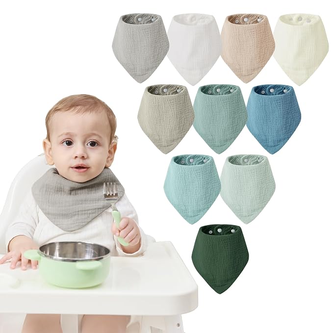 JELLYMONI 10 Pack Muslin Drool Bibs by JELLYMONI